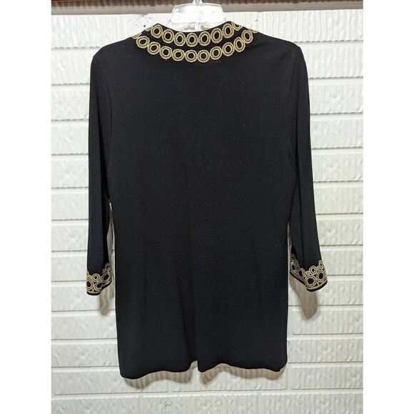 Charter Club Women's Black Plus Gold Lace Trim Embroidered Tunic Blouse Large - Picture 4 of 6